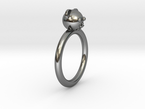 Bear Head Ring in Polished Silver