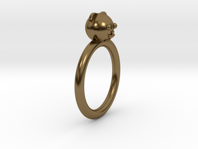 Bear Head Ring in Polished Bronze
