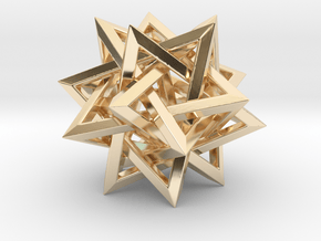 Five Tetrahedra in 14k Gold Plated Brass: Small