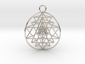 3D Sri Yantra 3 Sided Optimal Pendant 1.5" in Platinum