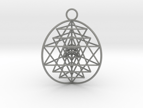 3D Sri Yantra 3 Sided Optimal Pendant 1.5" in Gray PA12