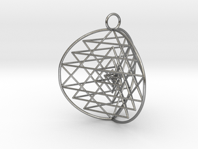 3D Sri Yantra 3 Sided Symmetrical in Natural Silver