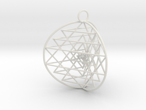 3D Sri Yantra 3 Sided Symmetrical in White Natural Versatile Plastic