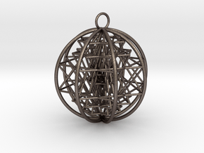 3D Sri Yantra 8 Sided Optimal Pendant 2.2" in Polished Bronzed-Silver Steel