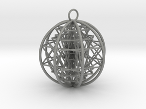 3D Sri Yantra 8 Sided Optimal Pendant 2.2" in Gray PA12