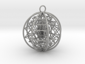 3D Sri Yantra 8 Sided Symmetrical Pendant 2" in Aluminum