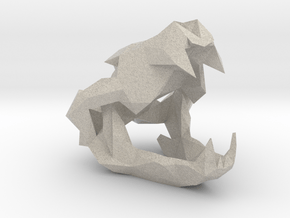 Devil Low Poly Skull BC Holder Sandstone in Natural Sandstone