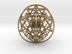 3D Sri Yantra 6 Sided Optimal Large 3" in Polished Gold Steel