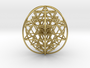 3D Sri Yantra 6 Sided Optimal Large 3" in Natural Brass