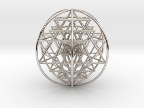3D Sri Yantra 6 Sided Optimal Large 3" in Rhodium Plated Brass