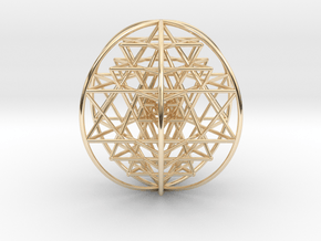 3D Sri Yantra 6 Sided Optimal Large 3" in 14k Gold Plated Brass