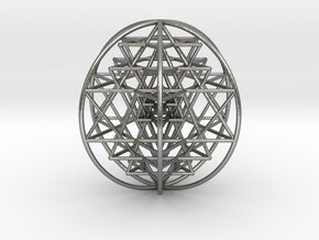 3D Sri Yantra 6 Sided Optimal Large 3" in Natural Silver