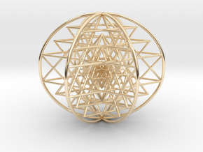 3D Sri Yantra 6 Sided Symmetrical 3" in 14k Gold Plated Brass