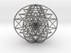 3D Sri Yantra 6 Sided Symmetrical 3" in Natural Silver