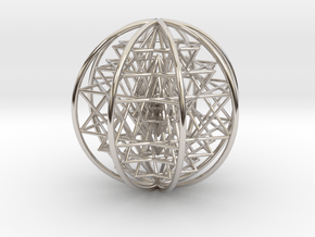 3D Sri Yantra 8 Sided Symmetrical 3" in Rhodium Plated Brass