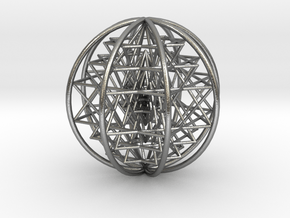 3D Sri Yantra 8 Sided Symmetrical 3" in Natural Silver