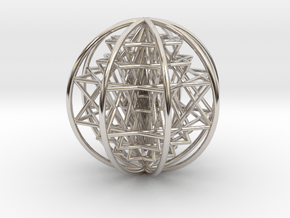 3D Sri Yantra 8 Sided Optimal Large 3" in Rhodium Plated Brass
