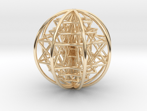 3D Sri Yantra 8 Sided Optimal Large 3" in 14k Gold Plated Brass