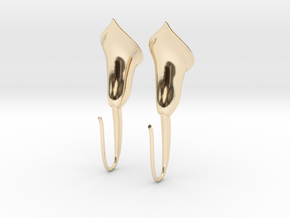 Calla lily earrings in 14K Yellow Gold