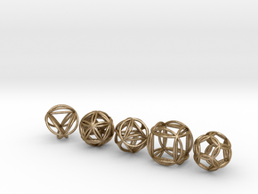 Platonic Spheres w/Nested Platonic Solids in Polished Gold Steel