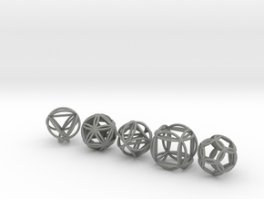 Platonic Spheres w/Nested Platonic Solids in Gray PA12