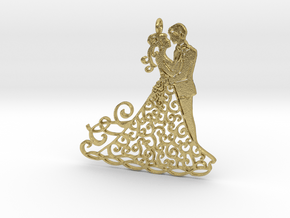 Dancing couple pendant in Natural Brass