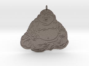 Laughing Buddha pendant colored in Polished Bronzed-Silver Steel
