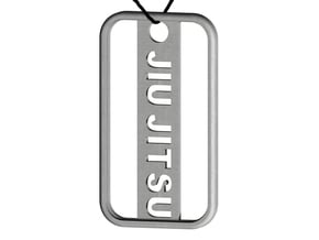 Jiu Jitsu Dog Tag in Polished Bronzed Silver Steel