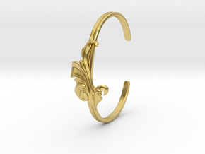 Acanthus Leaf Bangle Cuff in Polished Brass: Small