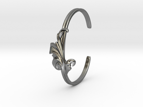 Acanthus Leaf Bangle Cuff in Polished Silver: Small