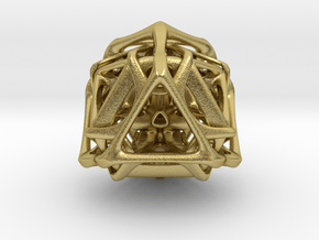 Ported looped Tetrahedron steel 8.5x7.3x8 cm  in Natural Brass