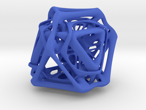 Ported looped Tetrahedron Plastic 5.6x4.8x5.3 cm  in Blue Processed Versatile Plastic