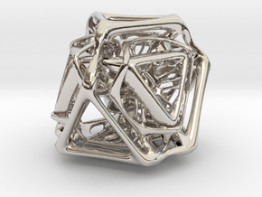 Ported looped Tetrahedron Plastic 5.6x4.8x5.3 cm  in Platinum
