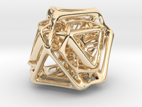 Ported looped Tetrahedron Plastic 5.6x4.8x5.3 cm  in 14k Gold Plated Brass