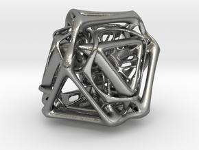 Ported looped Tetrahedron Plastic 5.6x4.8x5.3 cm  in Natural Silver