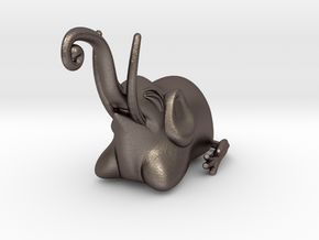 Jakuchu Elephant in Polished Bronzed-Silver Steel