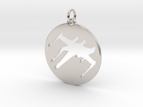 X-Wing Pendant  in Rhodium Plated Brass