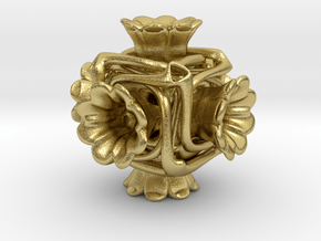 Cubeoctahedral flower  in Natural Brass