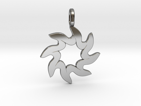 Sun pendant in Fine Detail Polished Silver: Small