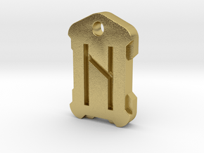 Nordic Rune Letter H in Natural Brass