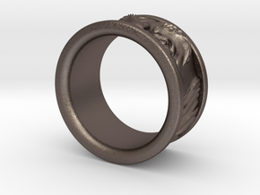 Franklin Ring in Polished Bronzed-Silver Steel: 5 / 49