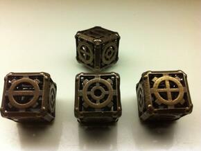 Steampunk Fudge d6 in Polished Bronze Steel