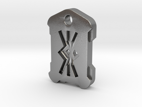 Nordic Rune Letter "KK" in Natural Silver