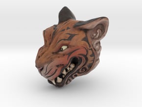 Full Colour Oni Tiger, Miniature Noh Mask in Natural Full Color Sandstone
