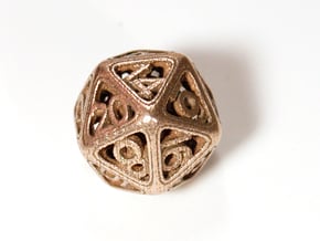 Hedron Dice Set in Polished Bronzed Silver Steel: d20