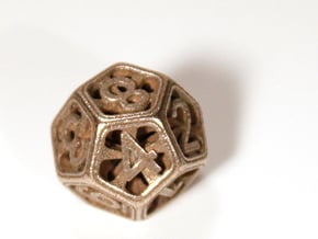 Hedron Dice Set in Polished Bronzed Silver Steel: d12