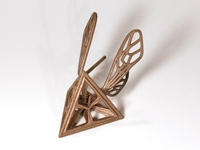 Tetra-Wasp in Polished Bronzed Silver Steel
