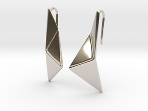 sWINGS Origami Earrings in Rhodium Plated Brass