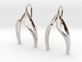 sWINGS Light Earrings. in Rhodium Plated Brass