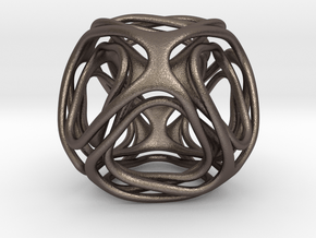 Twisted looped Octahedron  in Polished Bronzed-Silver Steel